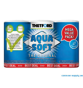 Toalettpapir Thetford Aqua Soft 4+2stk Få 50% mer for samme pris.