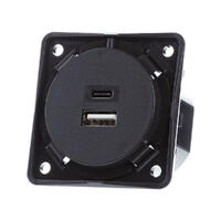 USB-ladeuttak 230V, 3A  A+C farge anth. 