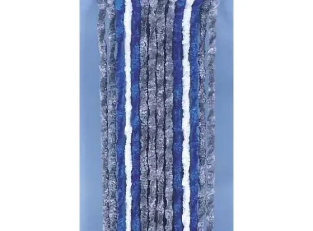 Arisol plysjforheng grå/blå/hvit – 56x205 cm | Caravan.no
