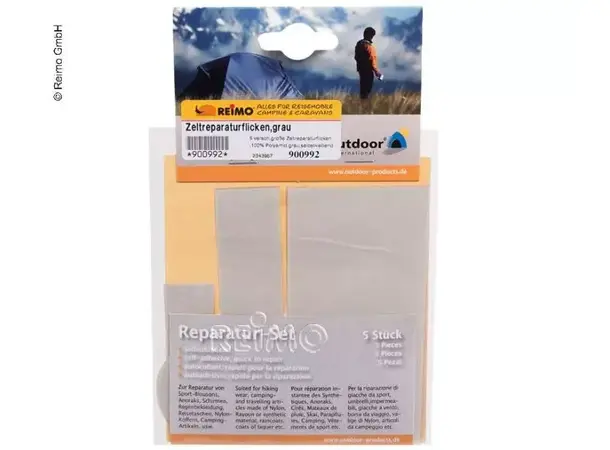 Teltreparasjonslapper grå selvklebende | Caravan.no