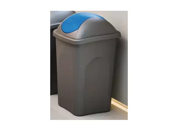 Avfallsbøtte med lokk 30 liter grå/blå | Caravan.no