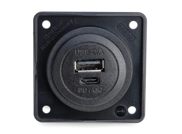 Berker dobbel USB-ladekontakt 12V Matt svart SB A + C Illustrasjonsbilde 
