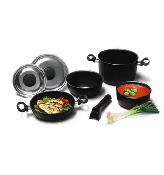 Camp4 Aluminium kasserollesett svart/grå Sett med 7 deler