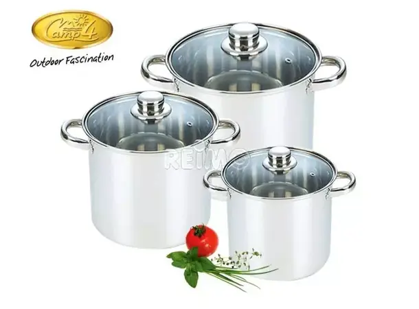 Camp4 kasserollesett med glasslokk | Caravan.no