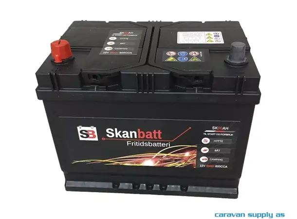 Fritidsbatteri SkanBatt 12V 80AH inkl. luftslange 