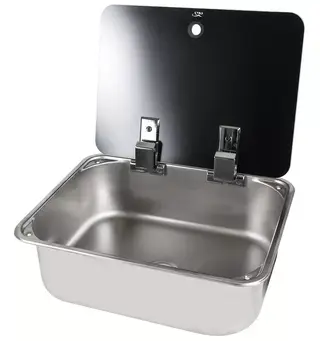 Can vask i rustfritt stål med glasslokk B375 x D300 x H121 mm