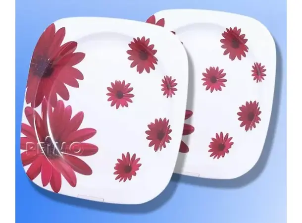 Camp4 tallerkensett Red flower – Sett med 2 stk | Caravan.no