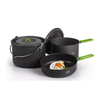 Camp4 kasserollesett aluminium Elite L 2 gryter, 2 lokk og 1 panne