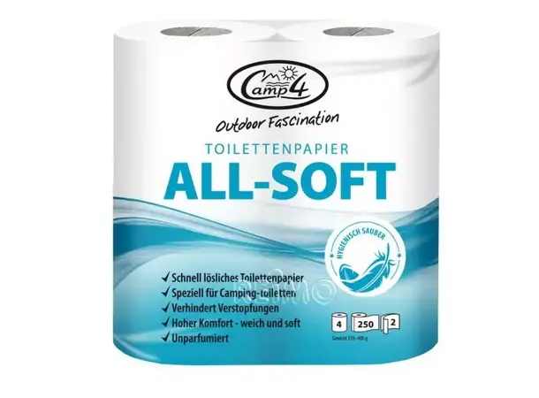 Camp4 toalettpapir 2-lags – 4 ruller | Caravan.no