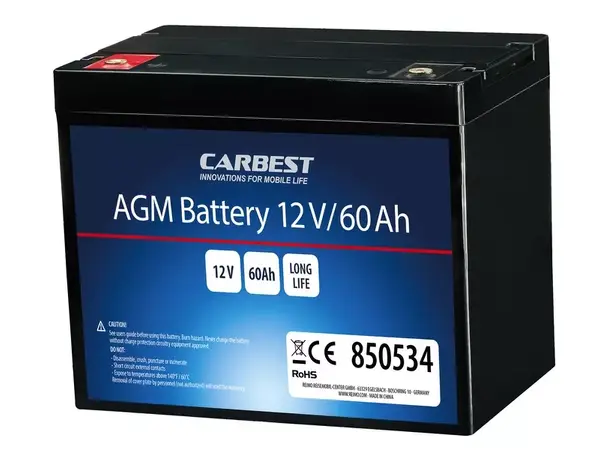 Carbest AGM batteri 60Ah L258 x B167 x H213 mm 