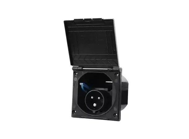 CEE-inngang stikkontakt kvadrat, svart | Caravan.no