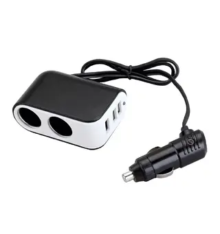12V adapter uni plugg 2 x uni + USB m/LEDlys