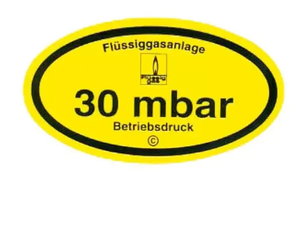 Driftstrykk sticker 30 mbar | Caravan.no