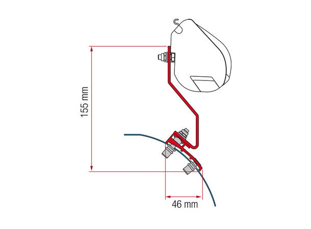 Fiamma adapter F35/F40 til Caddy Maxi Deep black, hev-senketak 