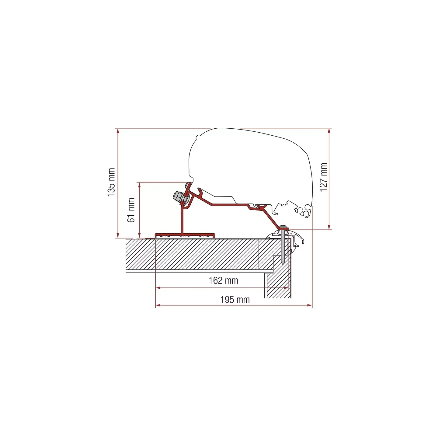 Fiamma adapter F65/F80 til campingvogn 550 cm