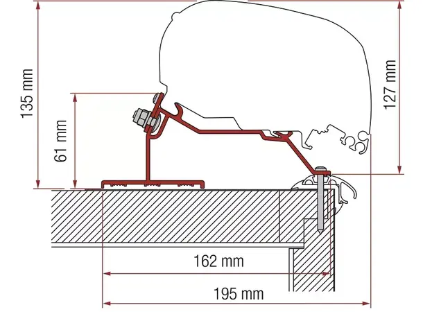 Fiamma adapter F65/F80 til campingvogn 550 cm 