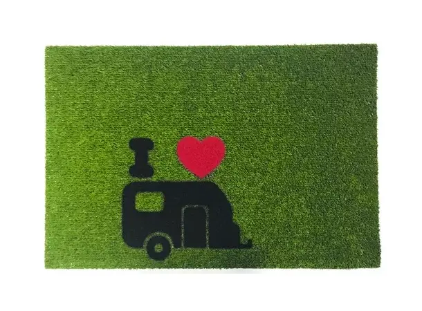 Dørmatte green flock caravan 40x60 cm – Grønn | Caravan.no