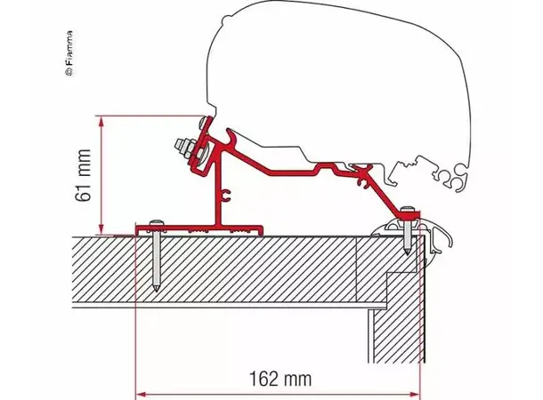 Fiamma adapter Caravan Roof 425 cm F65L og F80S 