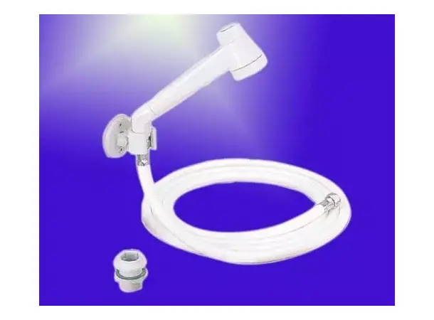 Dusjsett modern hvit med slange 2 m | Caravan.no