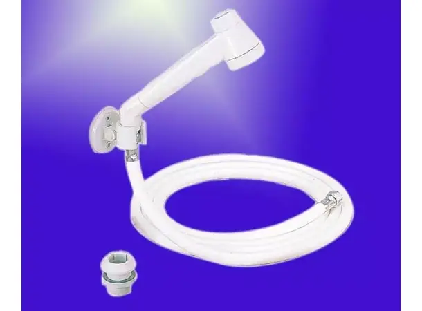 Dusjsett modern hvit med slange 2 m | Caravan.no