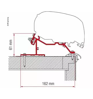 Fiamma adapter Caravan Roof 340 cm F65L og F80S