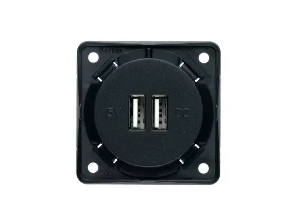 Berker uttak m/2 USB 230V antrasitt u/ramme 55x55mm 