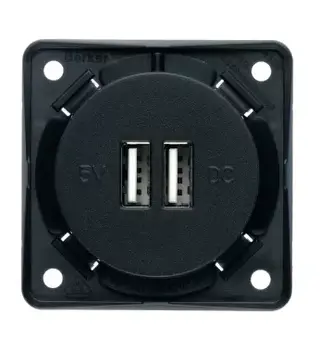 Berker uttak m/2 USB 230V antrasitt u/ramme 55x55mm