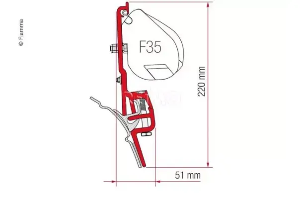 Fiamma T4-adapter for F35 brandrup 98655Z011 