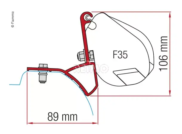 Fiamma adapter til F35 Pro Renault Trafic og Opel Vivaro fra 2015 