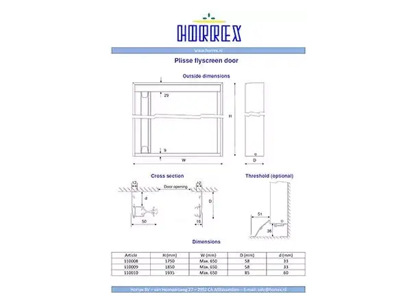 Horrex myggnetting H1935 x B650 mm Passer til nesten alle vogner og bobiler 