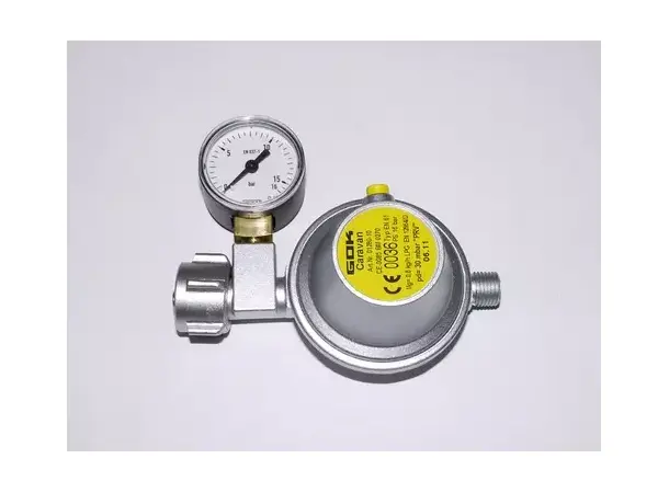 Gassregulator 8 mm med trykkmåler | Caravan.no