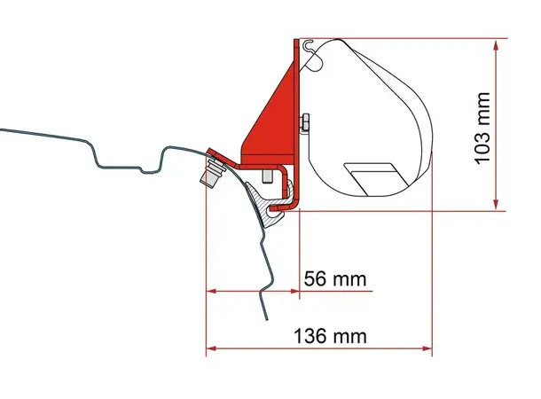 Fiamma adapter til F35 Pro VW T5/T6 med Brandrup regnrenne 