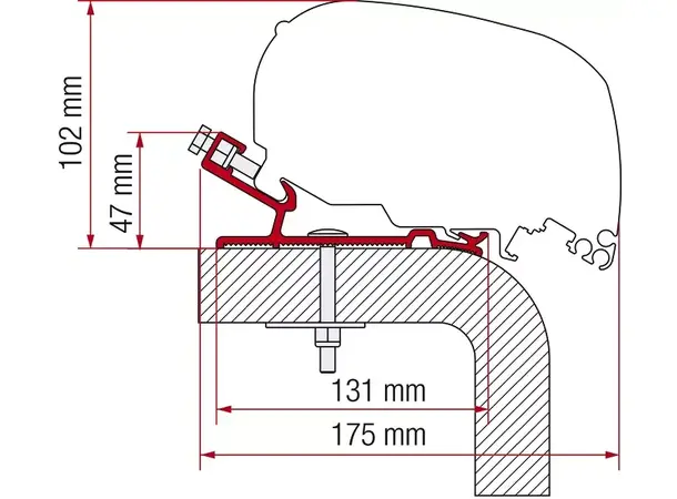 Fiamma markiseadapter til Hymer 550 cm Til Fiamma F80 