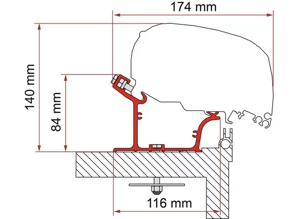 Fiamma markiseadapter 500 cm for Adria Caravan fra 2015 