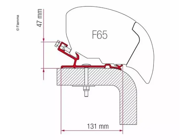Fiamma markiseadapter Hymer 490 cm Til Fiamma F65 og F80 