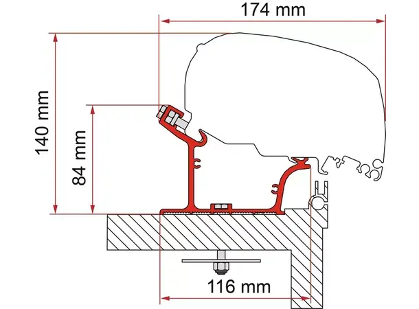 Fiamma markiseadapter 600 cm for Adria Caravan fra 2015 