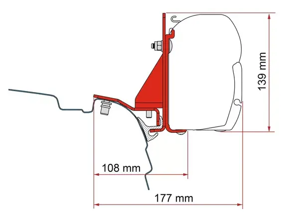 Fiamma markiseadapter til F45 VW T5/T6/T6.1 med Reimo multirail 